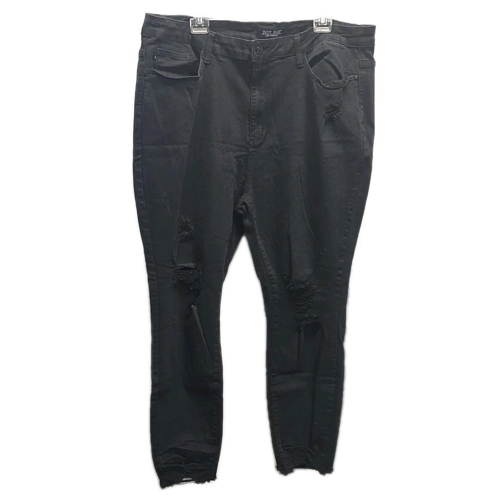 Judy Blue Black Jeans Skinny Fit sz 24W‎ Distressed Raw Edge